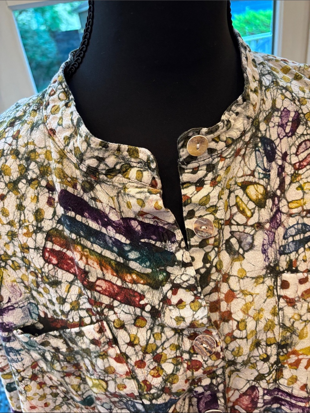 Old Style African Batik Longline Tunic - Relaxed Split Neck - Picture 5 of 11
